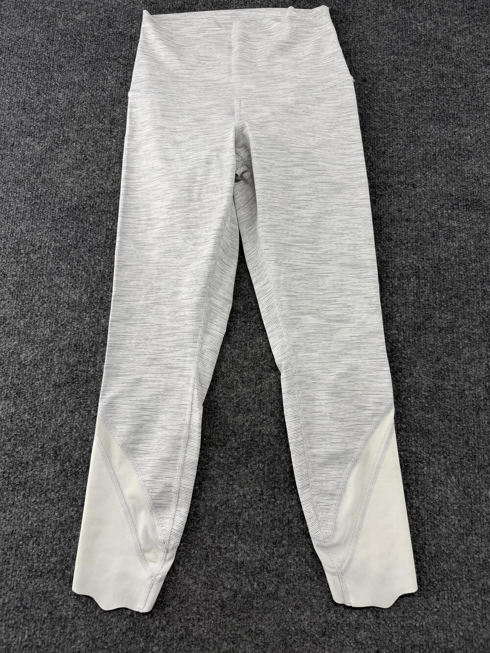 Lululemon Leggings Womens XS Gray Stripe Crop Contrast Ankle Yoga Gym Pants